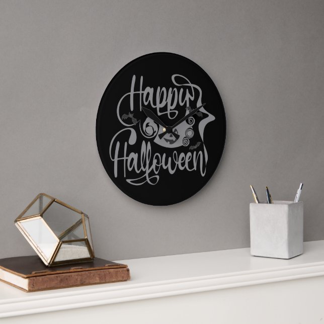 Happy halloween fladdermöss jack o lantern stor klocka (Kontor)
