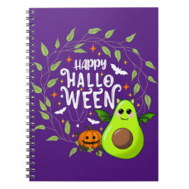 Happy halloween fladdermus avocado vit anteckningsbok