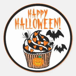 Happy halloween Fladdermus Cuptårta Runt Klistermärke