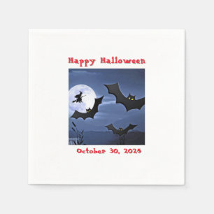 Happy halloween Fladdermus och flygande Witch Pappersservett