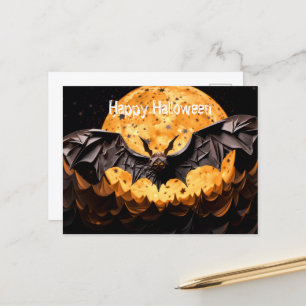 Happy halloween Fladdermus och Måne Vykort