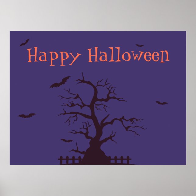 Happy halloween Fladdermus Poster - Spooky Wall Ar (Framsidan)