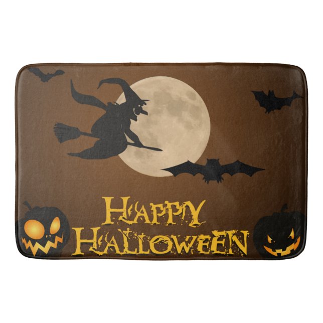 "HAPPY HALLOWEEN" FLYING WITCH BADRUMSMATTA (Framsidan)