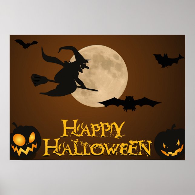 "HAPPY HALLOWEEN" FLYING WITCH POSTER (Framsidan)