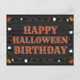 Happy halloween födelsedag vykort