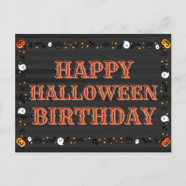 Happy halloween födelsedag vykort (Framsida)