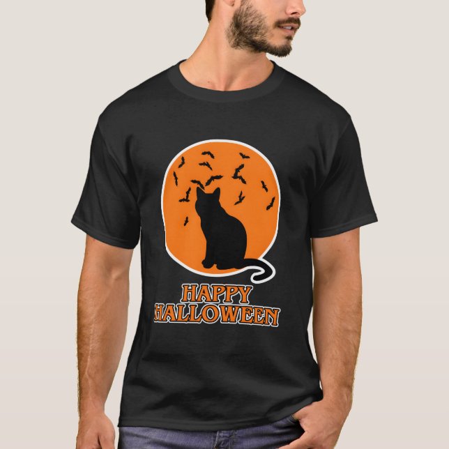 Happy Halloween For Cat Black Cat Halloween T Shirt (Framsida)