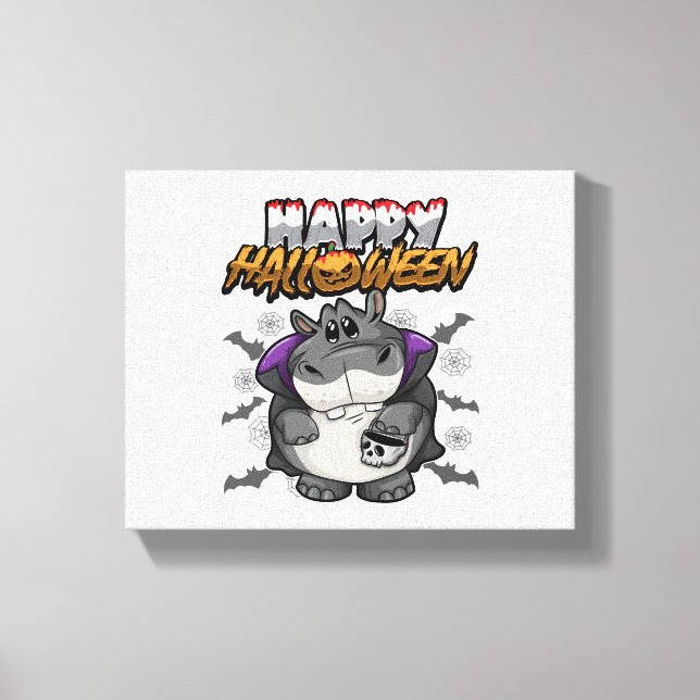 Happy halloween förklädd Hippopotamus Canvastryck (Framsida)