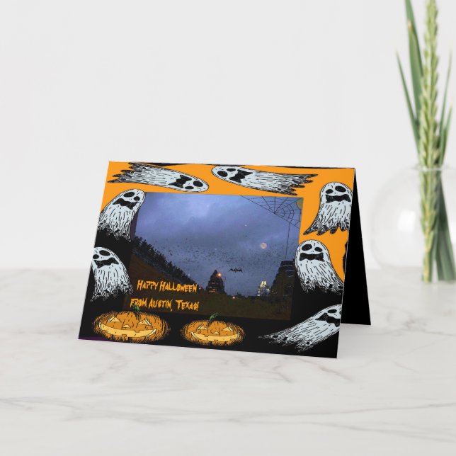 Happy halloween från Austin, TX. Kort (Framsida)