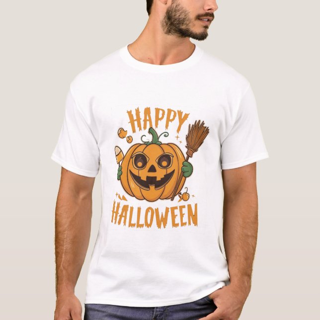 Happy halloween från Pumpkin Patch T Shirt (Framsida)