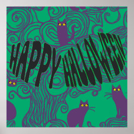 Happy halloween från Scarry Cats Poster