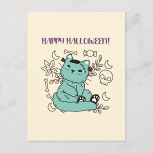 Happy halloween Frankenstein Cat Vykort