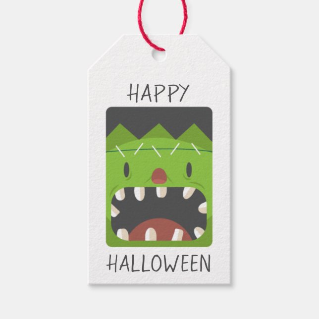 Happy halloween Frankenstein Monster Ansikte Presentetikett (Framsidan)