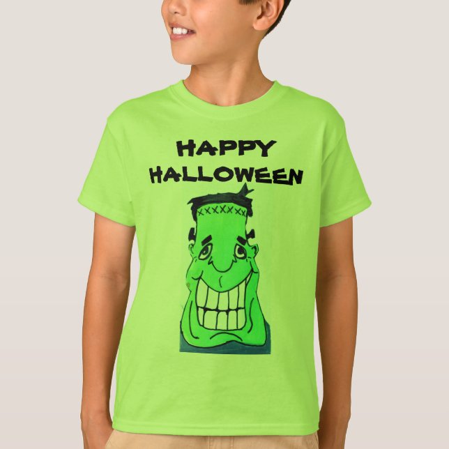HAPPY HALLOWEEN FRANKENSTEIN shirt T (Framsida)