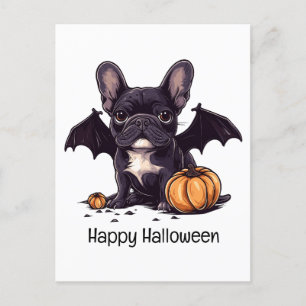 Happy halloween Fransk Bulldog Fladdermus Vingar P Vykort