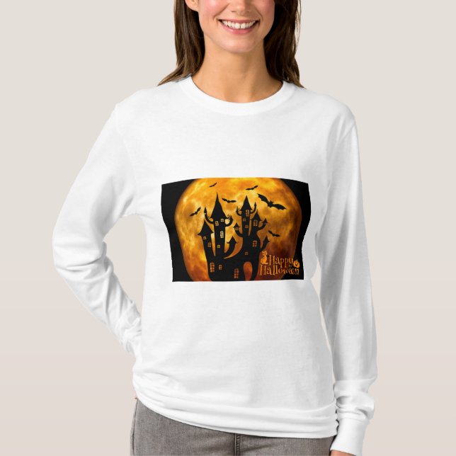 Happy halloween (full måne) t shirt (Framsida)