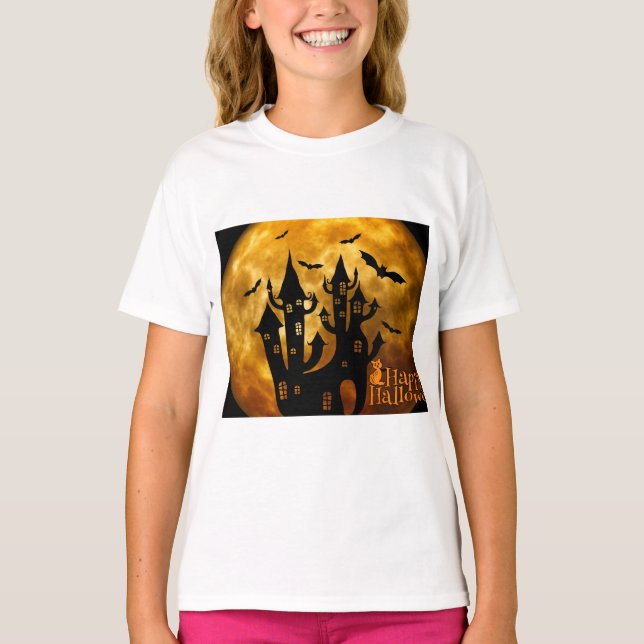 Happy halloween (full måne) t shirt (Framsida)