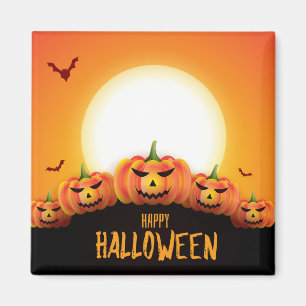 Happy halloween (Full Moon och Pumpkins) Magnet