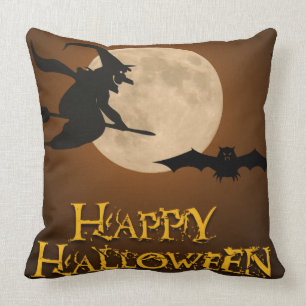Happy halloween; Fullmåne och häxa Kudde