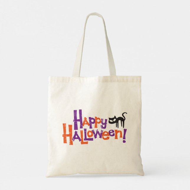 Happy Halloween Fun Black Cat Tygkasse (Baksida)