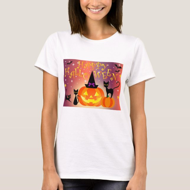 Happy halloween Funny Bright Pumpkins Party T Shirt (Framsida)
