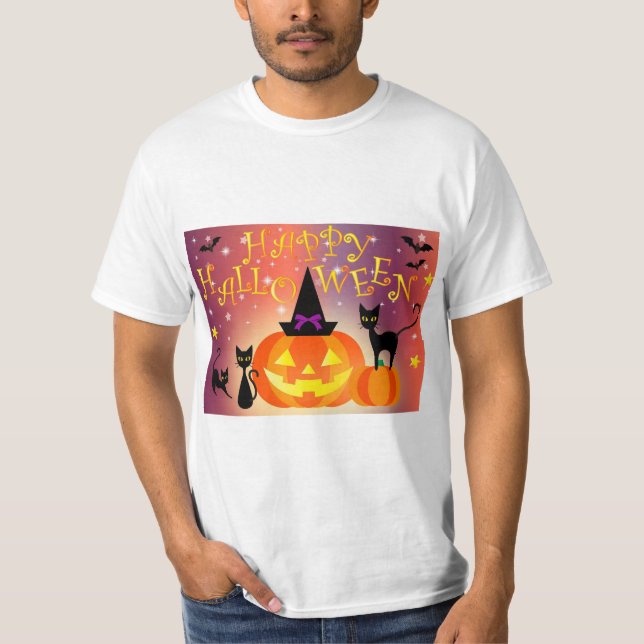 Happy halloween Funny Bright Pumpkins Party T Shirt (Framsida)