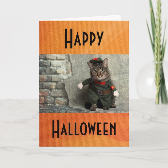 Happy halloween Funny Cat Costume Humor Kort (Framsida)