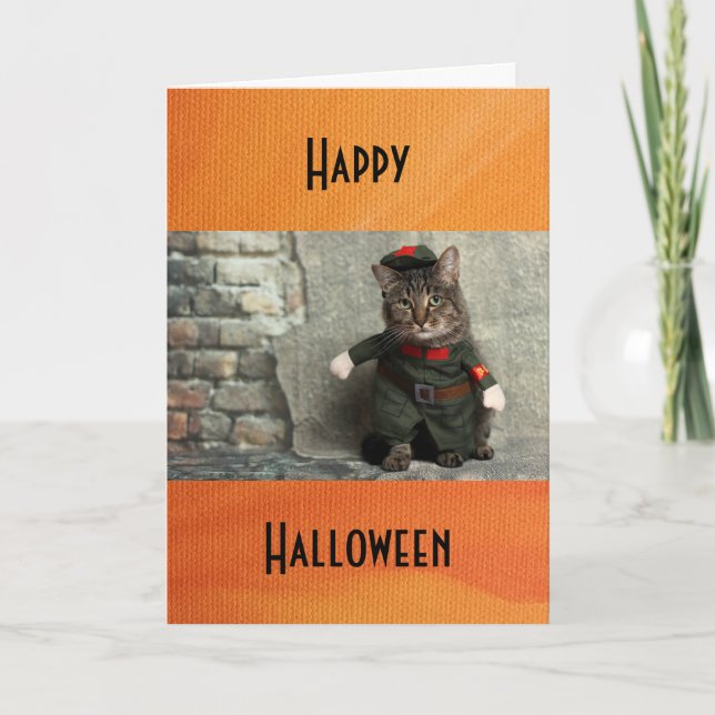 Happy halloween Funny Cat Costume Humor Kort (Framsida)