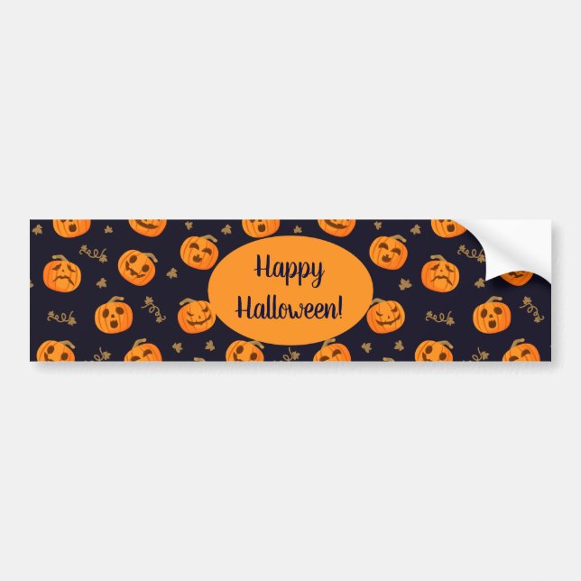 Happy halloween Funny Cute Pumpkins Mönster Bildekal (Framsidan)