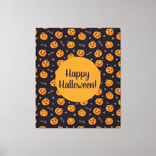 Happy halloween Funny Cute Pumpkins Mönster Canvastryck (Framsida)