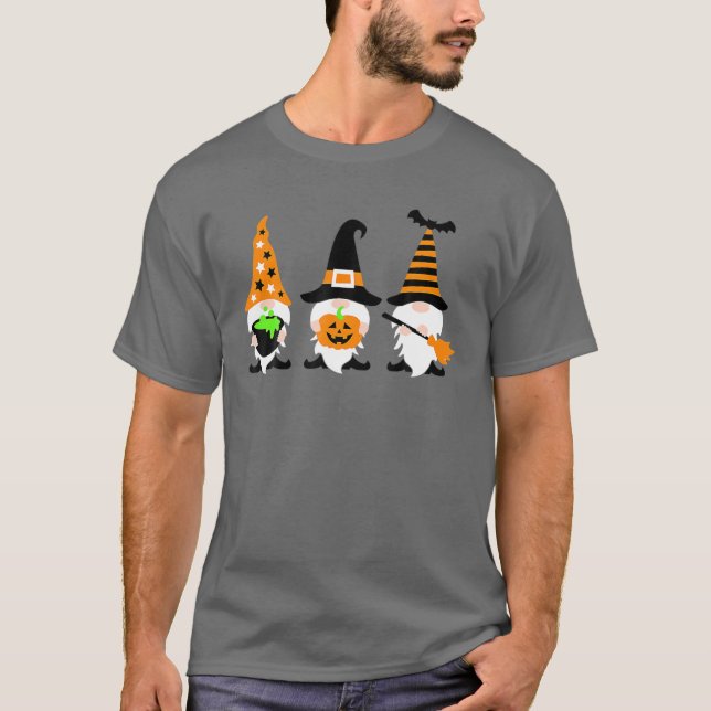 happy halloween Funny Gnomes Pumpkin Halloween T Shirt (Framsida)