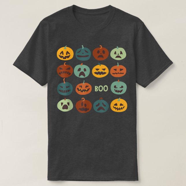 Happy halloween Funny Pumpink Ansikte Boo Hallowee T Shirt (Design framsida)