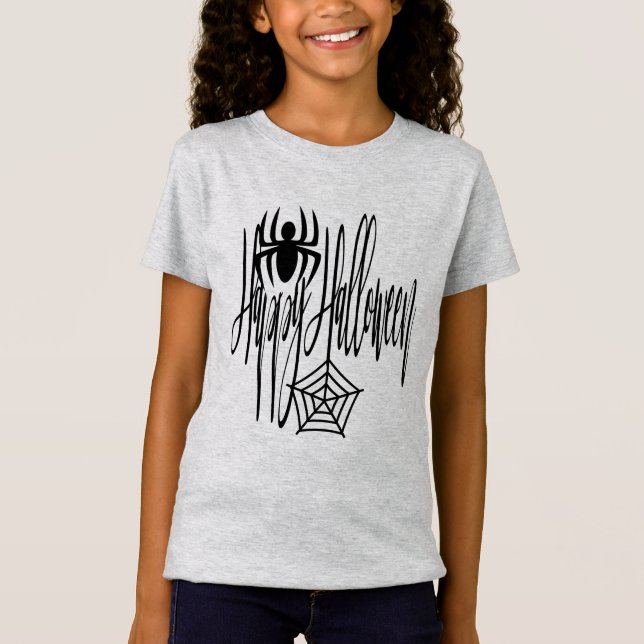 Happy halloween Funny Scary Spider Cobweb T Shirt (Framsida)
