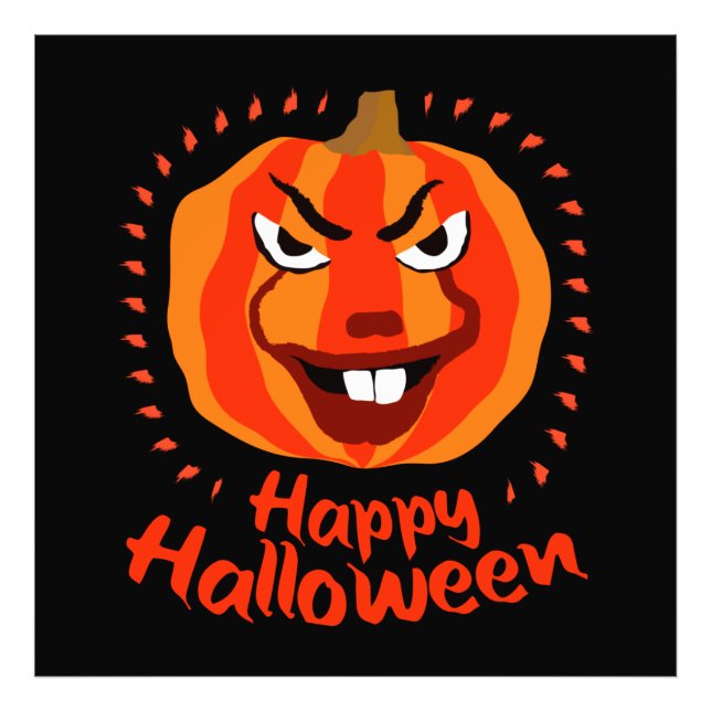 Happy halloween 🎃 Funny Scary Spooky Pumpkin Fototryck (Framsidan)