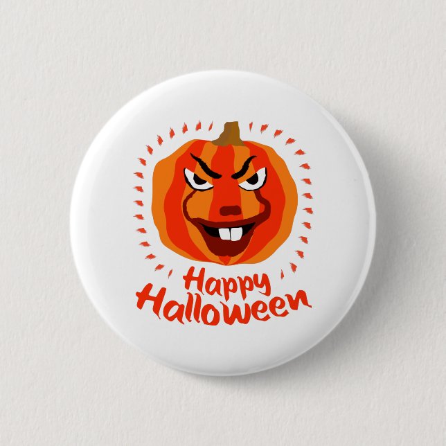Happy halloween 🎃 Funny Scary Spooky Pumpkin Knapp (Framsida)