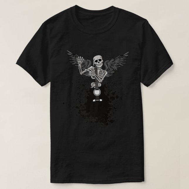 Happy Halloween Funny Skeleton Playing Guitar Pump T Shirt (Design framsida)