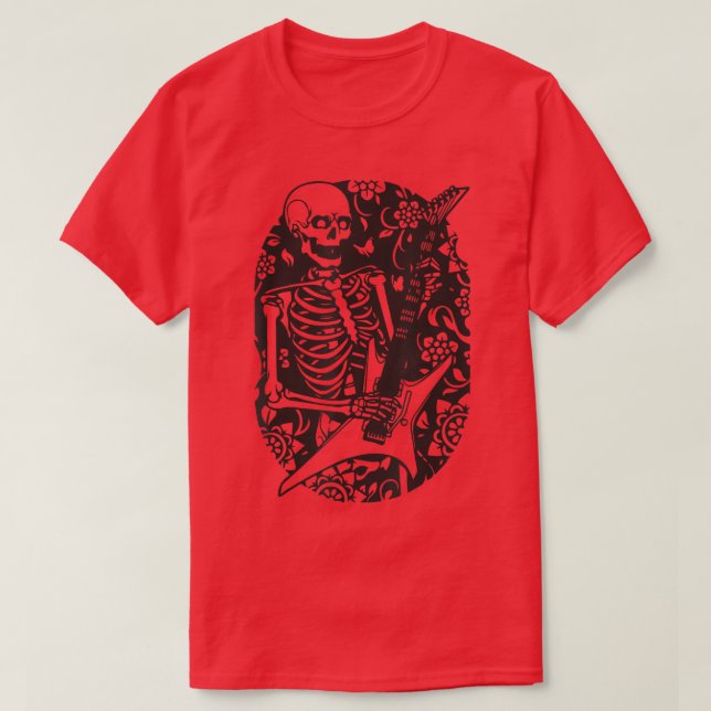 Happy halloween Funny Skeleton spelar Guitar-pumpe T Shirt (Design framsida)