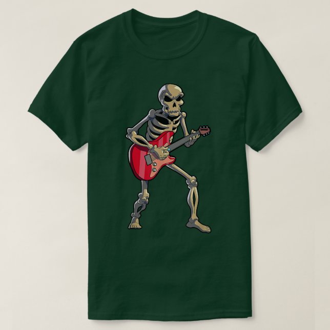 Happy halloween Funny Skeleton spelar Guitar-pumpe T Shirt (Design framsida)