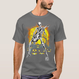 Happy halloween Funny Skeleton spelar Guitar-pumpe T Shirt