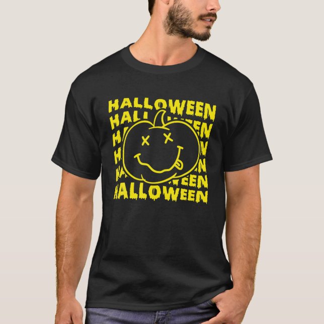 Happy halloween Funny Smile Pumkin T Shirt (Framsida)