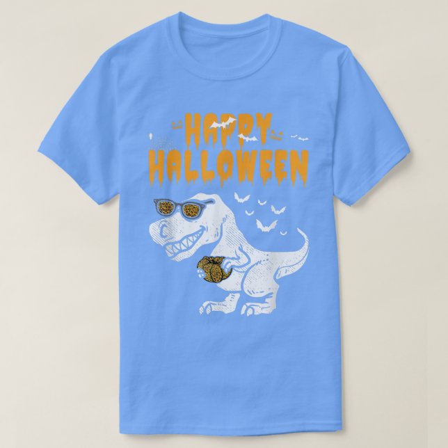 Happy halloween Funny T-rex Dinosaur Leopard Pumpk T Shirt (Design framsida)
