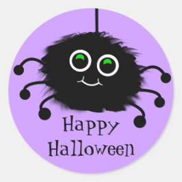 Happy halloween Fuzzy Toon Spider Runt Klistermärke