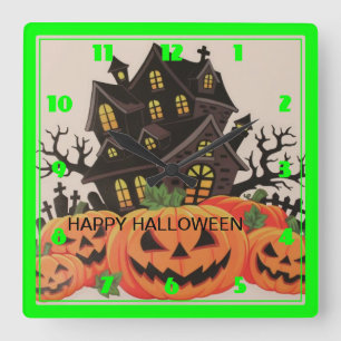 HAPPY HALLOWEEN FYRKANTIG KLOCKA