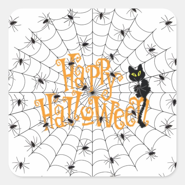 Happy halloween fyrkantigt klistermärke (Framsida)