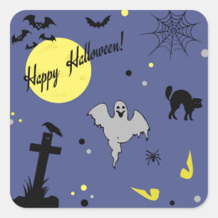 Happy halloween fyrkantigt klistermärke