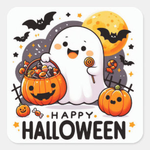 Happy halloween fyrkantigt klistermärke