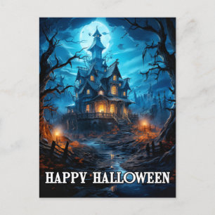 Happy halloween Gammal hemlig mansion Vykort