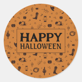 happy halloween gammala västern runt klistermärke