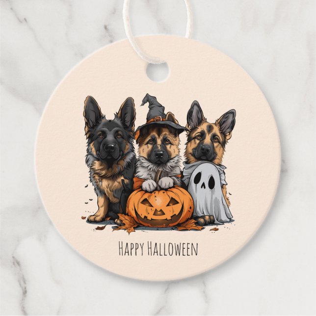 Happy halloween German Shepherd Hundar Gåvor Etiketter (Framsida)