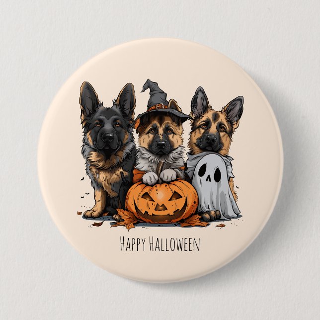 Happy halloween German Shepherd Hundar Knapp (Framsida)